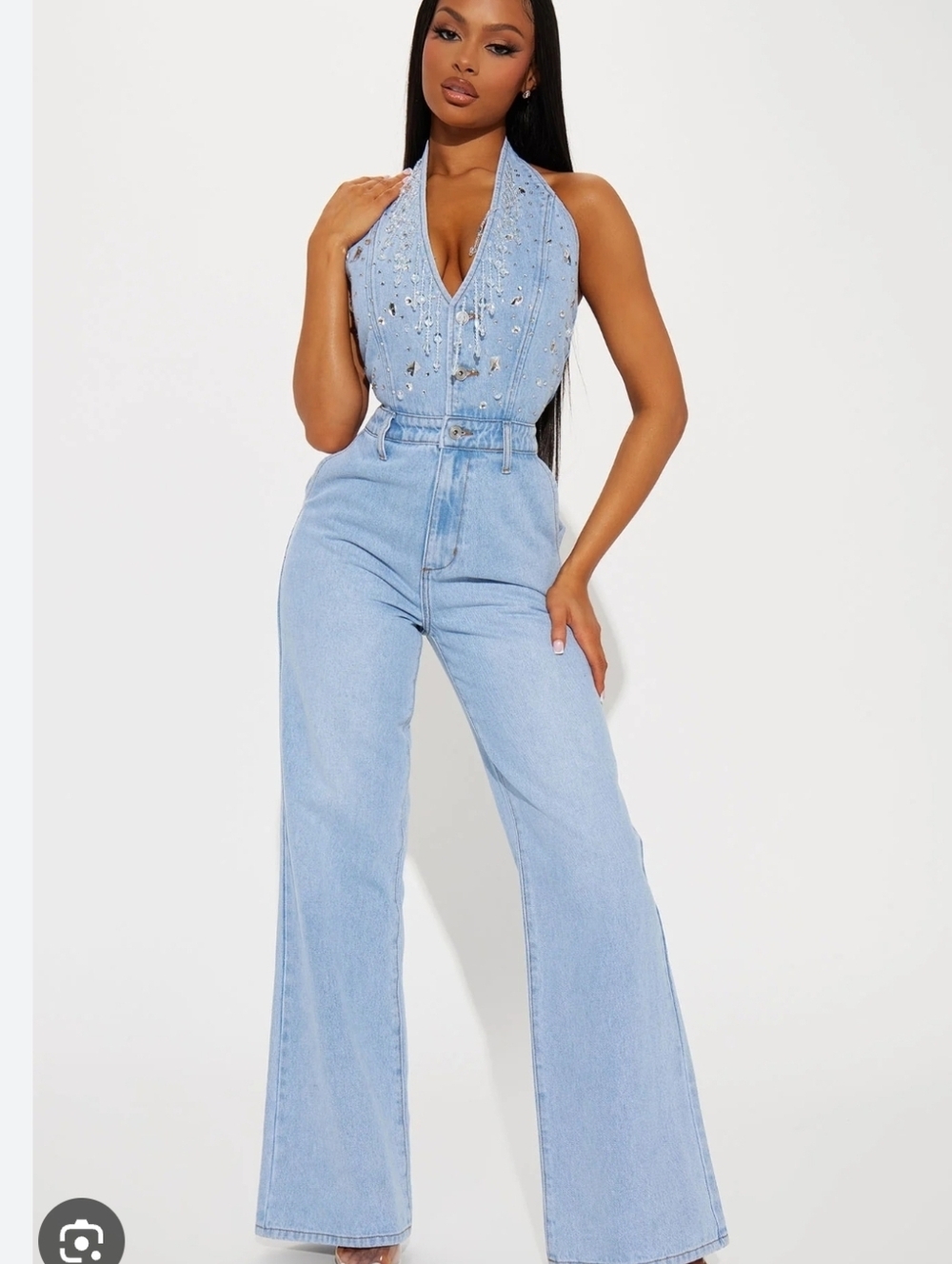 Light Blue High-Waist Wide Leg Jeans - Women